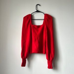 Red H&M puffed sleeved sweater